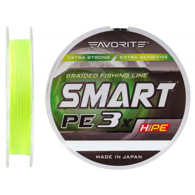 Шнур Favorite Smart PE Fluoro Yellow 3x 150m #0.25/0.085mm 2.2kg