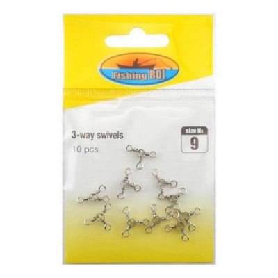 Вертлюжок тройной Fishing ROI 3-way swivels №8  13кг 10шт/уп.