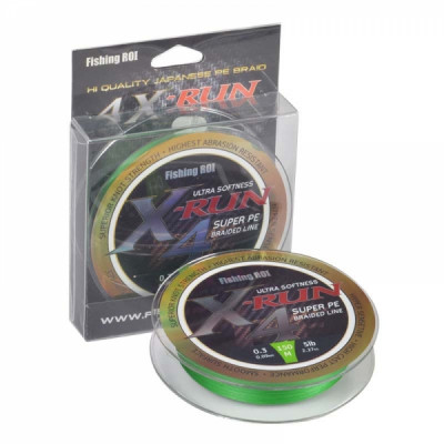 Шнур Fishing ROI X-Run Braid 4PE 150м 0,128мм  4.54кг цвет-Grass Green