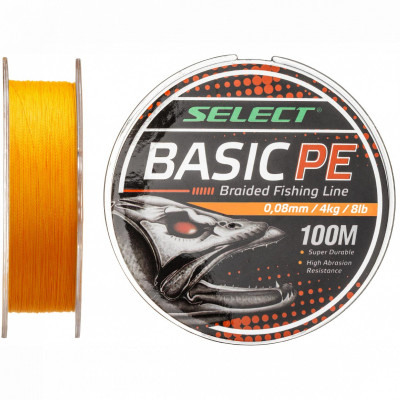 Шнур Select Basic PE Orange 100m 0.08mm 8LB/4kg