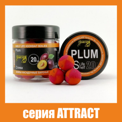 Бойли насадочні варені Grandcarp Attract Plum (Слива) 20mm 100g (BBC023)