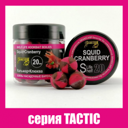 Бойли насадочні варені Grandcarp Tactic Squid, Cranberry (Кальмар, Журавлина) 20mm 100g (BBC031)