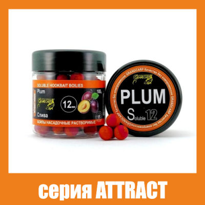 Бойли насадочні розчинні Grandcarp Attract Plum (Слива) 12mm 100g (BBS010)