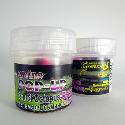 Бойлы Grandcarp Amino POP-UP three-flavor Squid,Octopus,Black Pepper (Кальмар,Осьминог,Черный Перец) 10mm 15шт (PUP210)