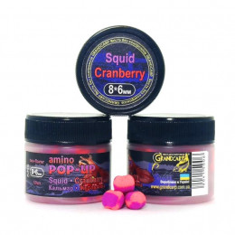 Бойлы Grandcarp Amino POP-UP three-flavor Squid,Cranberry (Кальмар,Клюква) 8*6mm 50шт (PUP415)