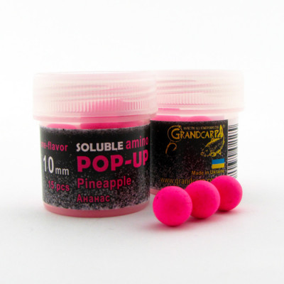 Бойли розчиннi плаваючі Grandcarp Soluble amino Pop-Up Pineapple (Ананас) 10mm 15шт (PUS022)