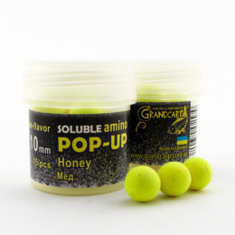 Бойли розчиннi плаваючі Grandcarp Soluble amino Pop-Up Honey (Мед) 10mm 15шт (PUS029)