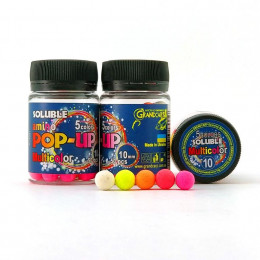 Бойли розчиннi плаваючі Grandcarp Soluble amino Pop-Up Multicolor 5 colors 10mm 50шт (PUS061)