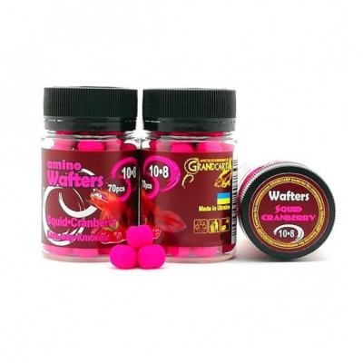 Бойлы Grandcarp Amino Wafters Squid-Cranberry (Кальмар-Клюква) 10*8mm 70шт (WBB076)