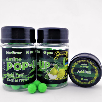 Бойли плаваючі Grandcarp Amino Pop-Up Acid Pear (Кисла груша) 10mm 50шт (PUP050)