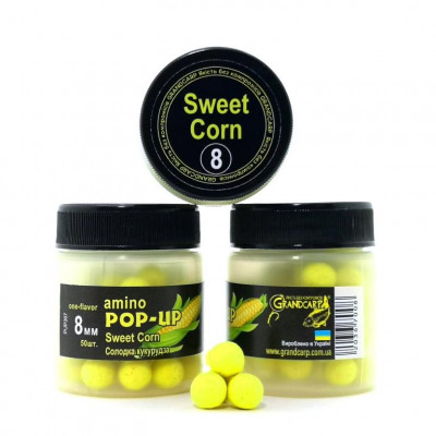 Бойли плаваючі Grandcarp Amino Pop-Up Sweetcorn (Солодка кукурудза) 8mm 50шт (PUP367)