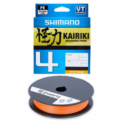 Шнур Shimano Kairiki 4 PE 150m 0.13mm 7.4kg Hi-Vis Orange