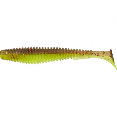 Виброхвост FishUP U-Shad 4 #203 Green Pumpkin/Flo Chartreuse 8шт