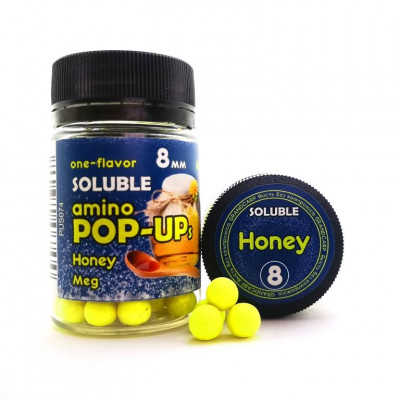 Бойли розчиннi плаваючі Grandcarp Soluble amino Pop-Up Honey (Мед) 8mm 80шт (PUS074)