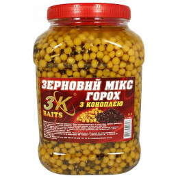 Зерновая смесь 3KBaits Зерновой Микс Горох (с коноплей) банка 3л