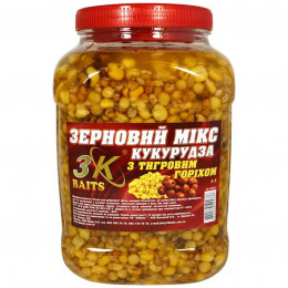 Зерновая смесь 3KBaits Зерновой Микс Кукуруза (с тигровым орехом) банка 3л
