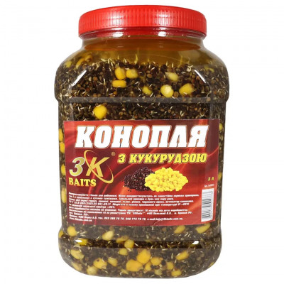 Зерновая смесь 3KBaits Конопля с кукурузой (70/30) банка 3л