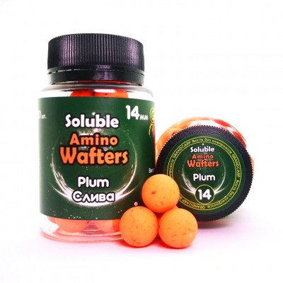 Бойли розчиннi плаваючі Grandcarp Soluble Amino Wafters Plum (Слива) 14mm 30шт (WBS023)