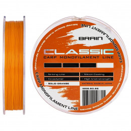 Леска Brain Classic Carp Line (solid orange) 600m 0.25mm 15lb 6.6kg