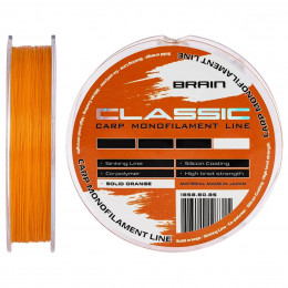 Волосінь Brain Classic Carp Line (solid orange) 600m 0.25mm 15lb 6.6kg