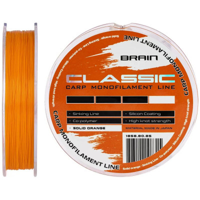 Волосінь Brain Classic Carp Line (solid orange) 600m 0.30mm 20lb 8.8kg
