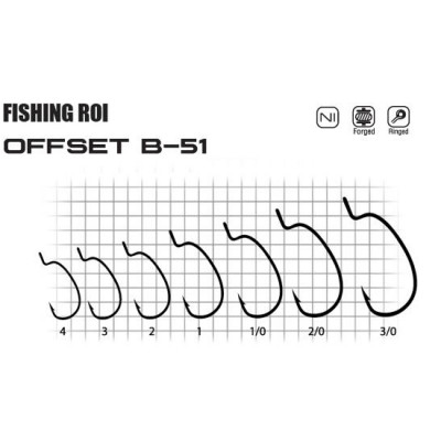 Крючок Fishing ROI Offset B51 №2 10шт (330-B51-2)