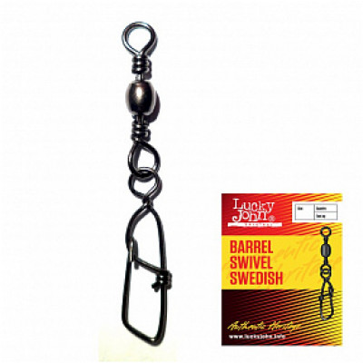 Вертлюжок с застежкой Lucky John Barrel Swivel Swedish 006 28kg 7шт (5030-006)