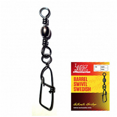 Вертлюжок с застежкой Lucky John Barrel Swivel Swedish 008 19kg 7шт (5030-008)